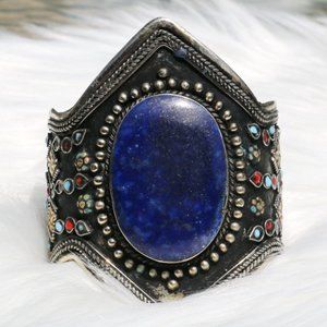 Lapis Lazuli Cuff Bracelet Handmade Ethnic Large